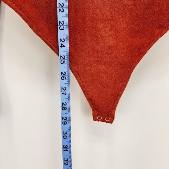 Good American Womens Rust Red Asymmetrical Cutout Long Sleeve Bodysuit Size 3 - Picture 11 of 12